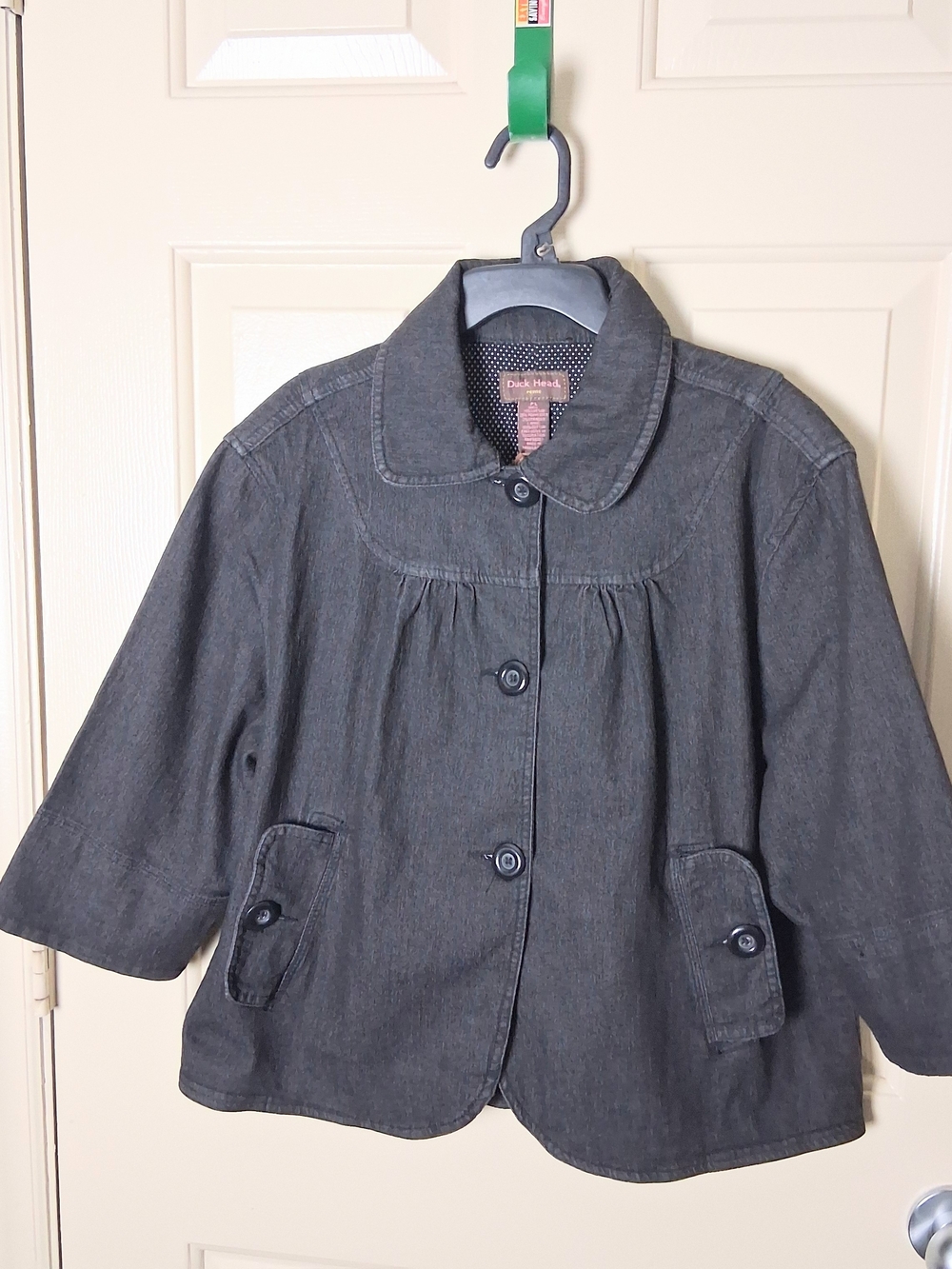 Duck Head Women Petite Large Short Cropped Black Denim Jacket/Blazer NWOT
